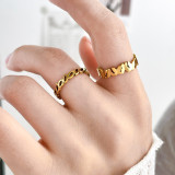 Anillos de revestimiento de acero de titanio con forma de corazón geométrico de estilo simple y clásico