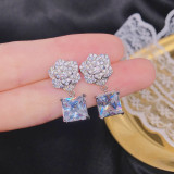 Nuevo estilo Pendientes de camelia y flor rosa Pendientes de circón con microincrustaciones