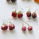 1 par de lindos ganchos para la oreja de cobre epoxi con flores dulces