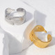Anillo abierto de acero inoxidable con plumas de moda, 1 pieza