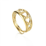 El chapado de acero inoxidable en forma de corazón de estilo simple ahueca hacia fuera los anillos abiertos chapados en oro de 14 quilates