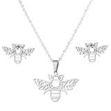 Moda Animal Chapado en acero inoxidable Pendientes Collar 1 Juego