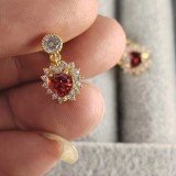 1 par de pendientes colgantes de piedras preciosas artificiales de cobre con incrustaciones en forma de corazón de estilo Simple