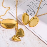 Collar con colgante chapado en oro de 18 quilates con revestimiento de acero inoxidable en forma de corazón de estilo clásico informal estilo vintage