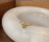 Anillos de circón con incrustaciones de cobre y flores de estilo simple