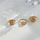 Anillos retro de diamantes de imitación con incrustaciones de acero de titanio de color sólido