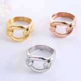 Anillos chapados en oro rosa chapados en oro de 18 quilates con revestimiento de acero inoxidable de color sólido lujoso elegante