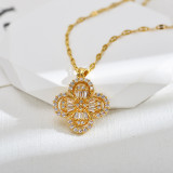 Collar de pendientes de circón con incrustaciones de cobre de flor dulce