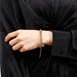 Collar de pulseras chapadas en oro de 18 quilates con revestimiento de pulido de acero de titanio de color sólido de hip-hop
