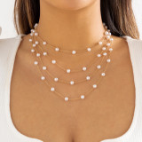 Collar de perlas artificiales chapado en borlas de cobre redondo estilo francés hip-hop 1 pieza