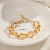 Collar de pulseras chapado en oro de 18 quilates con revestimiento de acero inoxidable ovalado irregular estilo IG