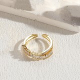 Anillos abiertos chapados en oro de 14 quilates con incrustaciones de perlas asimétricas y ojo de diablo de estilo clásico elegante