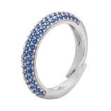 Joyería coloreada Micro-incrustada geométrica del anillo de diamante de la moda al por mayor