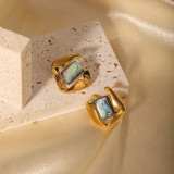 1 par de pendientes chapados en oro de 18 quilates, acrílico, redondo, elegante, con incrustaciones de chapado en forma de corazón