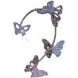 1 pieza Clips de oreja de diamantes de imitación de cobre con incrustaciones de mariposa estilo hada