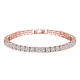 Pulsera de tenis de diamantes de imitación con incrustaciones de cobre de color sólido elegante