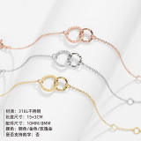 Nuevos accesorios, pulsera redonda Simple de acero inoxidable chapada en oro, pulsera hueca de moda coreana, joyería al por mayor