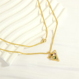 El oro simple del cobre 18K del triángulo del estilo plateó el collar pendiente del Zircon a granel