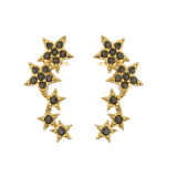 Pendientes con microincrustaciones de circonio y pentagrama, aretes de latón con forma de estrella y cristales coloridos