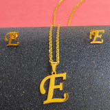 Collar De Pendientes Chapado En Oro De Acero Titanio Con Letras De Moda