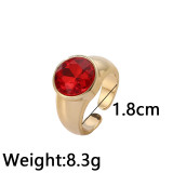 Anillo Abierto De Circonita Con Chapado De Cobre Redondo De Moda