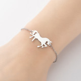 1 pieza de pulseras huecas chapadas en acero inoxidable con diseño de unicornio y zorro a la moda