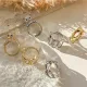 Anillos abiertos chapados en oro de 18K con incrustaciones de circonita calada con revestimiento de cobre de oso de estilo vintage lindo informal