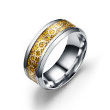 Anillo geométrico de moda de titanio y acero inoxidable (placa de aleación inferior negra - 6) NHTP0059-Black-bottom-alloy-plate-6