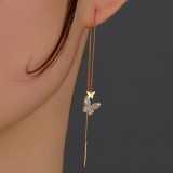 Corona de moda con incrustaciones de cobre y circonita, línea de oreja, 1 par