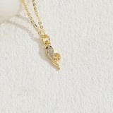 Collar con colgante chapado en oro de 14 quilates con incrustaciones de cobre y serpiente redonda de estilo clásico lujoso y elegante