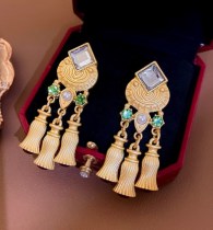 1 par de pendientes colgantes de perlas con incrustaciones de cobre y flores geométricas Retro