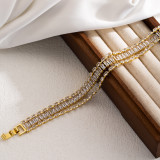 Elegantes y coloridas pulseras chapadas en oro de 18 quilates con circonitas de cobre