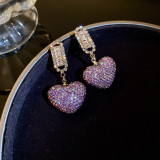 1 par de pendientes de circonita chapados en cobre con forma de corazón y flor con forma de corazón