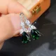 Pendientes colgantes de cobre con gotas de agua a la moda, pendientes de cobre con incrustaciones de circón