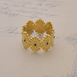 Anillo abierto geométrico de acero inoxidable de moda chapado en anillos de acero inoxidable con diamantes artificiales