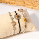 Pulseras chapadas en oro de 18 quilates con revestimiento de acero inoxidable con bloques de color geométrico de estilo vintage
