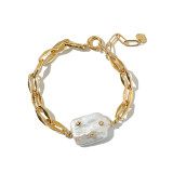 Pulseras De Circón Con Incrustaciones De Perlas De Cobre Irregulares De Moda 1 Pieza