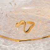 Anillo abierto chapado en oro irregular de acero inoxidable 18K estilo IG a granel