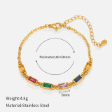 Pulseras de cristal artificiales con revestimiento de acero inoxidable rectangulares de moda