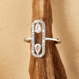 Clip de papel de estilo simple chapado en cobre ahueca hacia fuera los anillos de circón de diamantes de imitación con incrustaciones