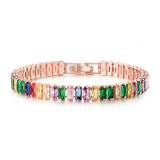 Pulseras De Circón Con Incrustaciones De Cobre Geométricas De Moda 1 Pieza