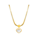 Collar de pendientes chapado en oro de 18 quilates con incrustaciones de acero de titanio y forma de corazón de estilo Simple y elegante