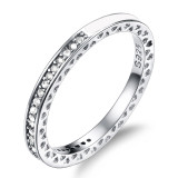 Anillos de piedras preciosas artificiales con incrustaciones de cobre blanco redondo de estilo simple