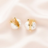 1 par de pendientes de perlas con incrustaciones de cobre redondo Punk