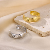 1 anillo de acero inoxidable dorado Simple estilo Ins para mujer