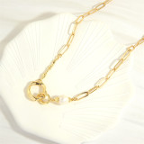 Collar chapado en oro de 18 quilates con perlas de agua dulce redondas irregulares estilo IG Hip-Hop
