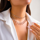 Collar de diamantes de imitación con incrustaciones de cobre de color sólido de estilo simple