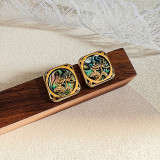 1 par de pendientes elegantes chapados en oro de 18 quilates con diseño de Flor Retro