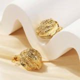 1 par de pendientes chapados en oro de 18 quilates de cobre chapado redondo estilo coreano estilo IG