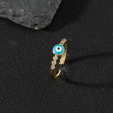 Anillo abierto de circón con incrustaciones de cobre, mariposa, ojo de moda, 1 pieza